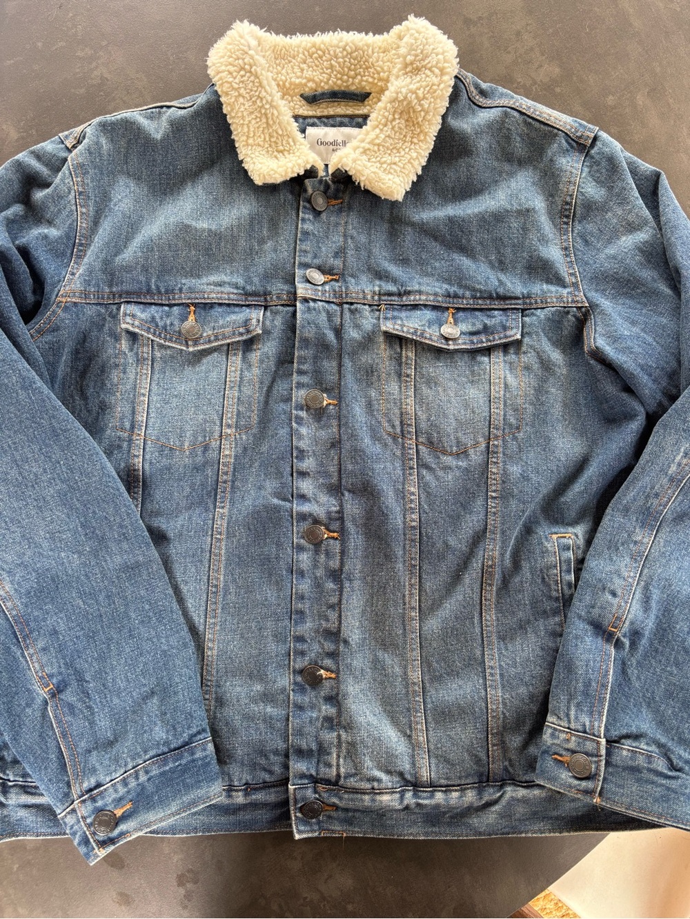 Goodthreads Denim Jacket with Cream Sherpa Collar